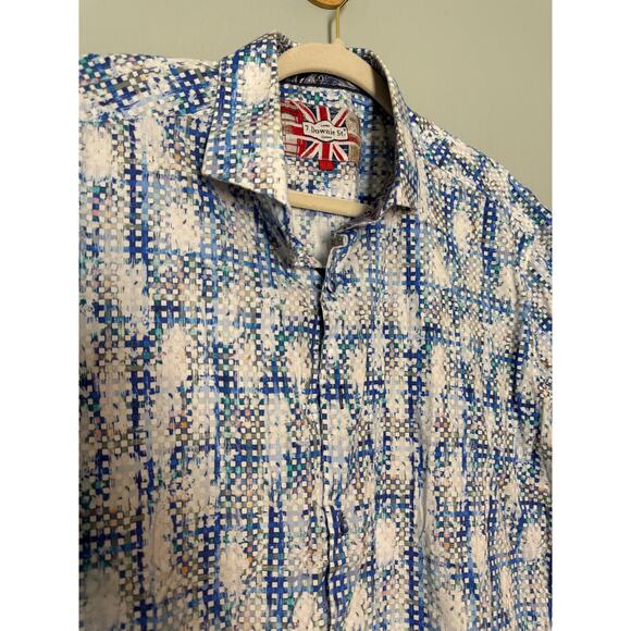 London 7 Downie St. Couture blue plaid button down - Picture 4 of 9